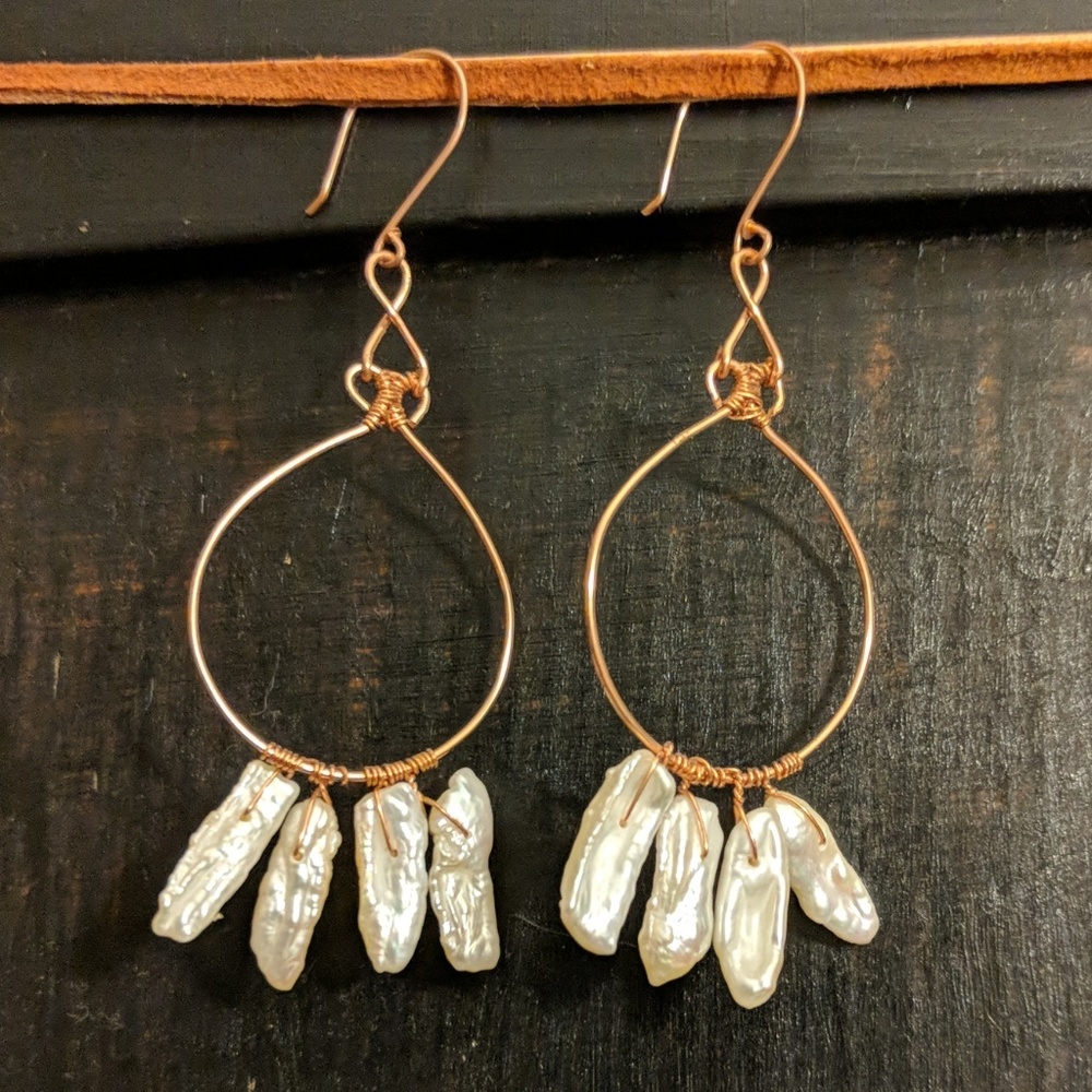 Artisan earrings Copper wires